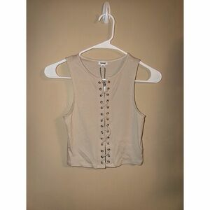 Garage Cream Lace-Up Crop Top